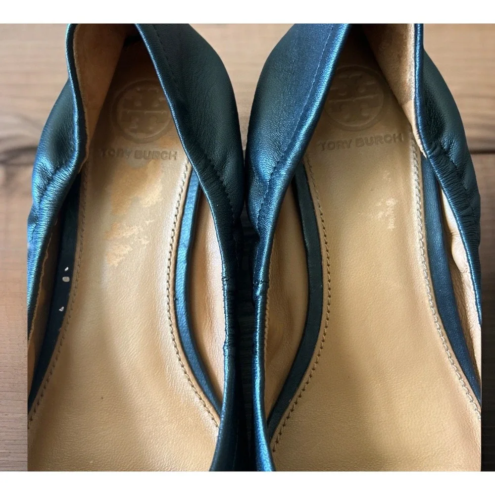 Tory Burch‎ Benton 2 Ballet Scrunch Back Nappa Leather Heel Size 5 - Picture 2 of 8